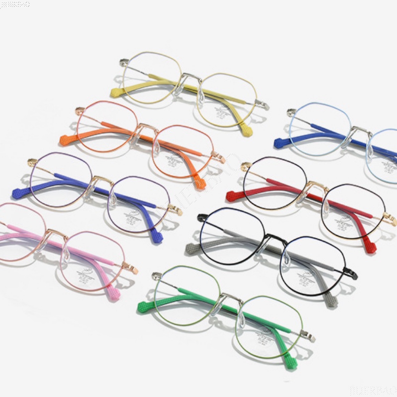 Kính Bảo Vệ Mắt Gọng Kim Loại Bằng Silicon Màu Xanh Dương Nhạt Kiểu Retro Hàn Quốc Đơn Giản Thời Trang Cho Bé