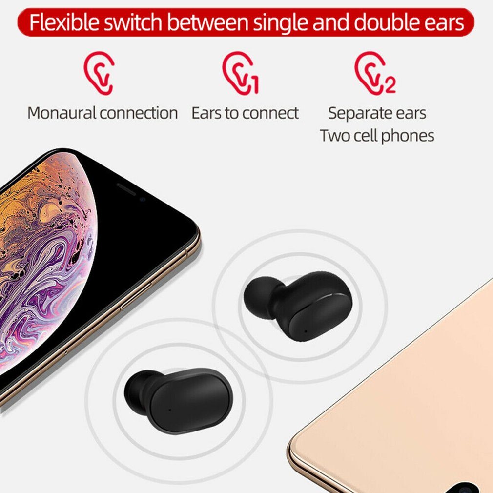 Wireless 5.0 Earphone Stereo With Mic Voice Control Waterproof Double-Eared Split Design Earset [Q/11]