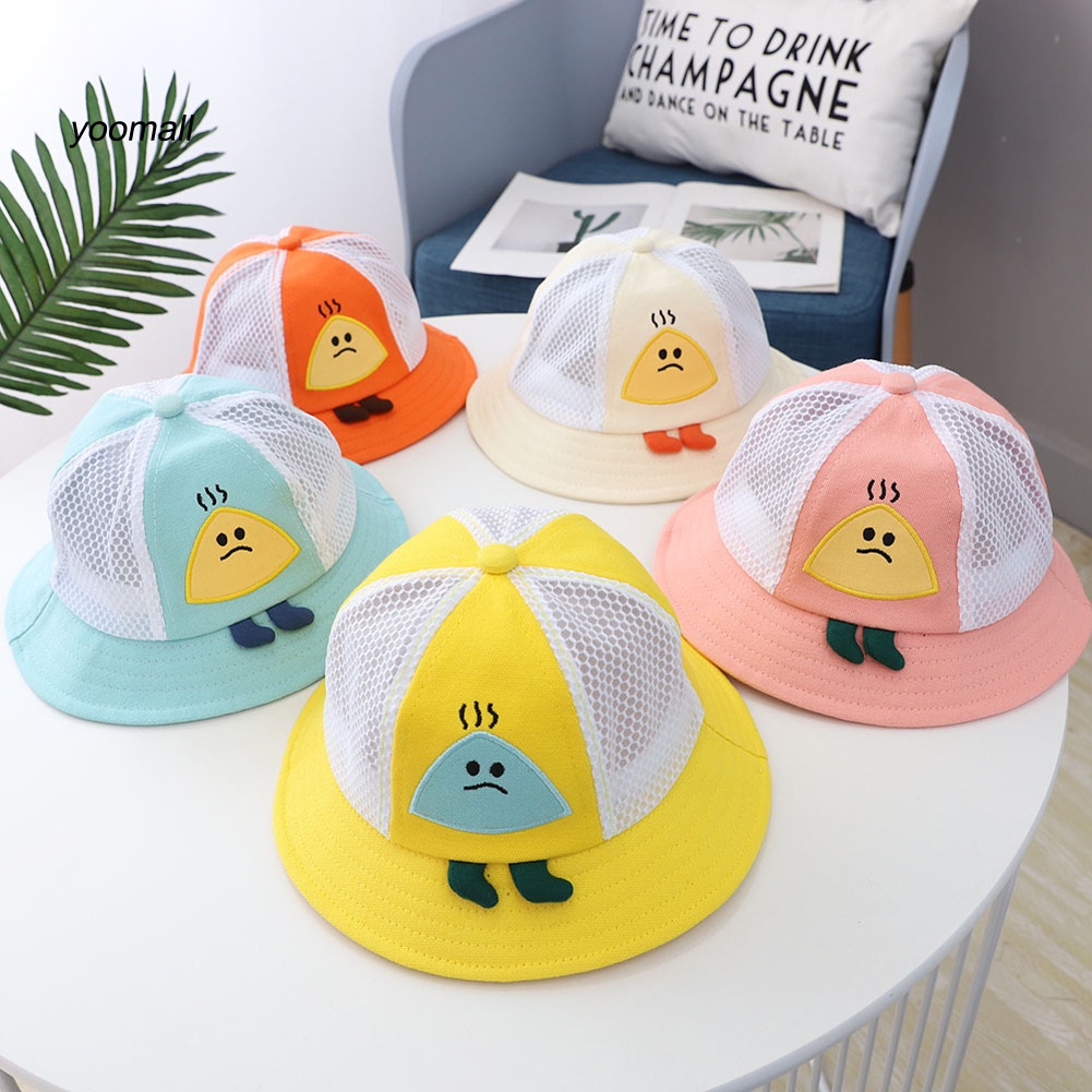 Mũ Tai Bèo Chống Nắng Phối Lưới Họa Tiết Hoạt Hình Thời Trang Mùa Hè Cho Bé