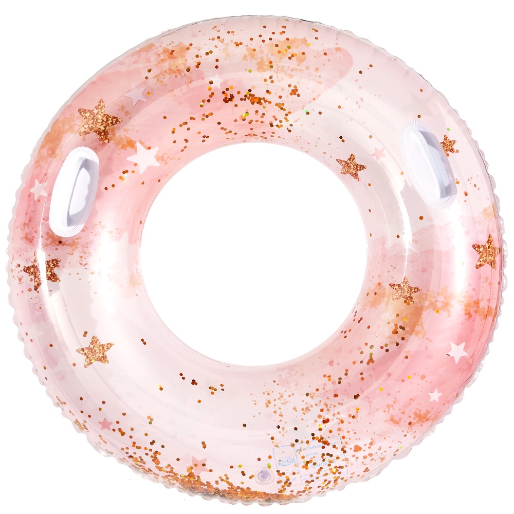 Phao Bơi Tròn Màu Hồng Đính Kim Sa Lấp Lánh Cho Người Lớn Và Trẻ Em