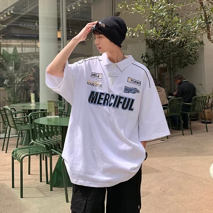 Áo polo Cotton Ngắn Tay Thêu Chữ Thời Trang Hàn Quốc 2023