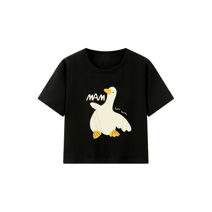 Áo thun NRVP 100% cotton tay ngắn cổ tròn in họa tiết phong cách Hàn Quốc cho nữ