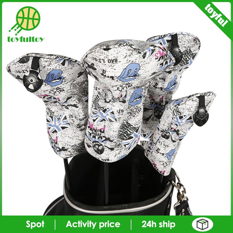 Set 4 Vỏ Bọc Đầu Gậy Đánh Golf / Câu Lạc Bộ Bằng Gỗ Có Thẻ Bảo Vệ Số