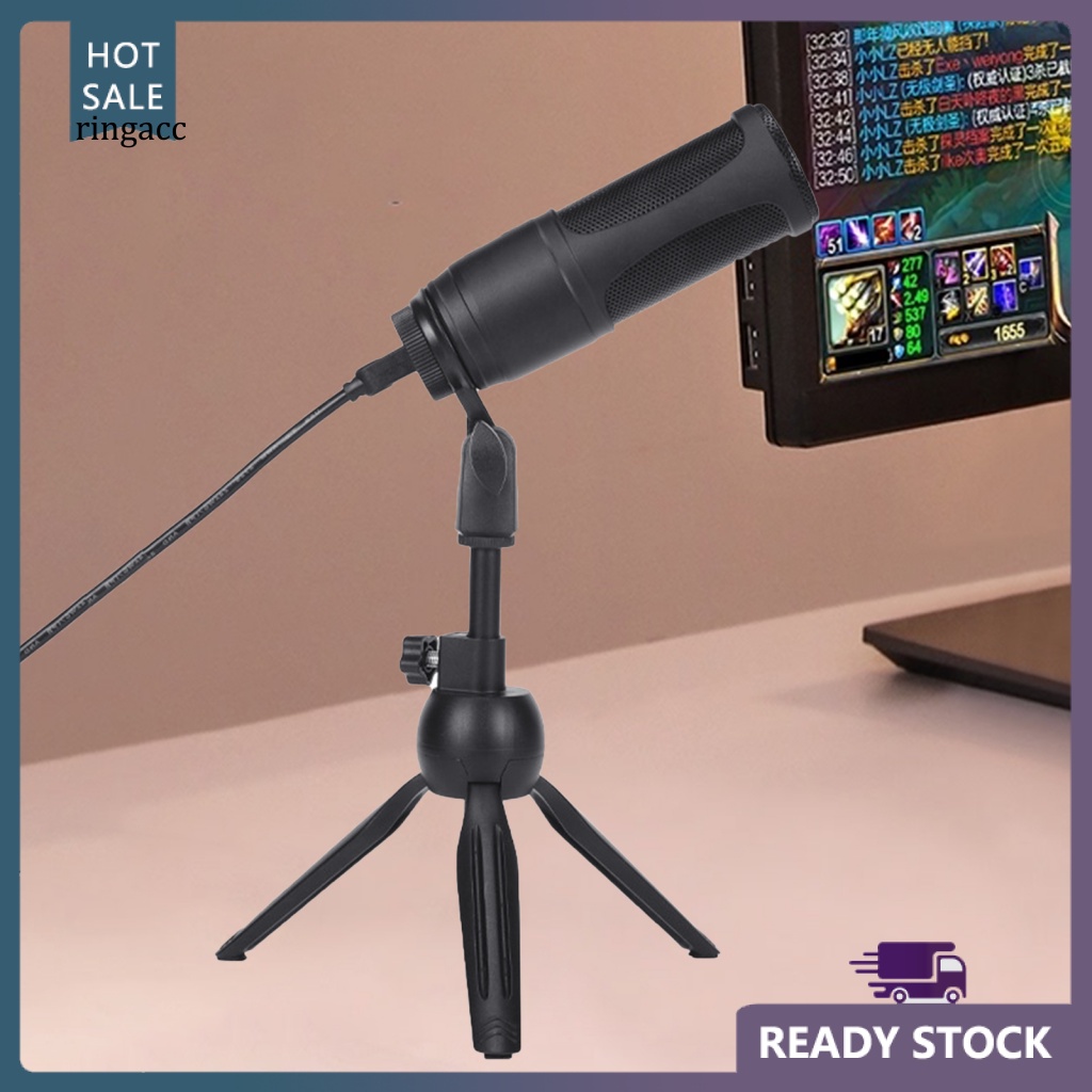 Micro RGA Có Dây Cầm Tay Chống Mất Màu Đen Kèm Giá Đỡ Cho Chơi Game