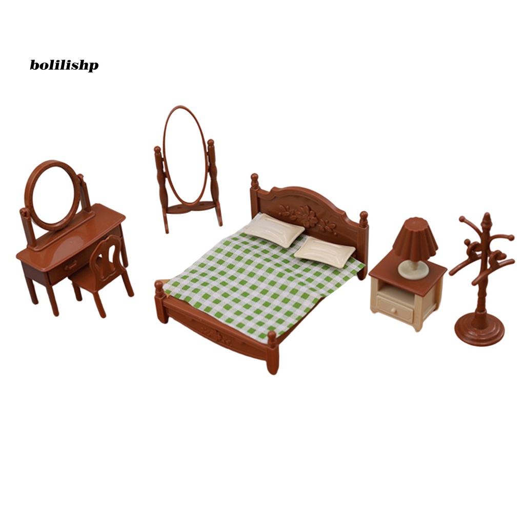 1 Bộ Mô Hình Giường Ngủ Mini Dễ Thương Trọng Lượng Nhẹ Trang Trí Nhà Búp Bê