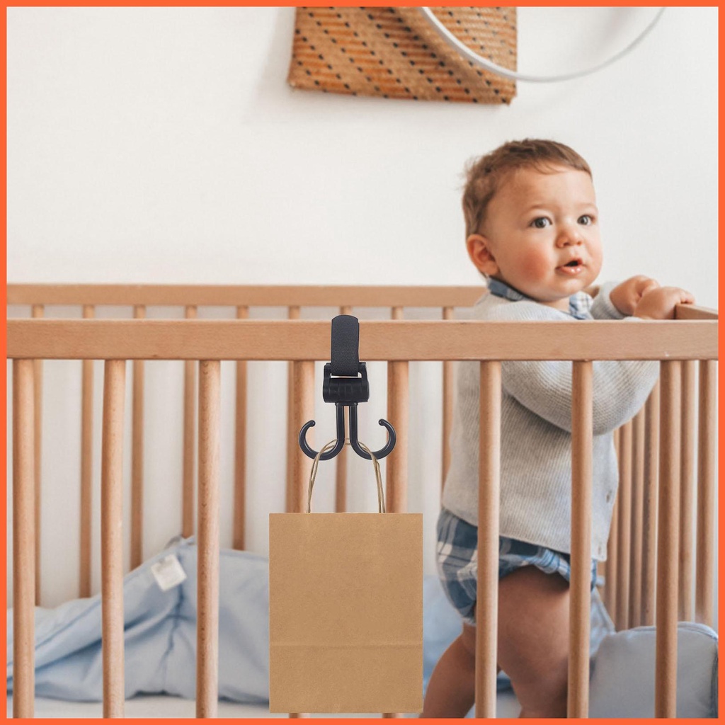 Móc Treo Túi Xách Gắn Xe Đẩy Em Bé Xoay 360 Độ Đa Năng Tiện Dụng