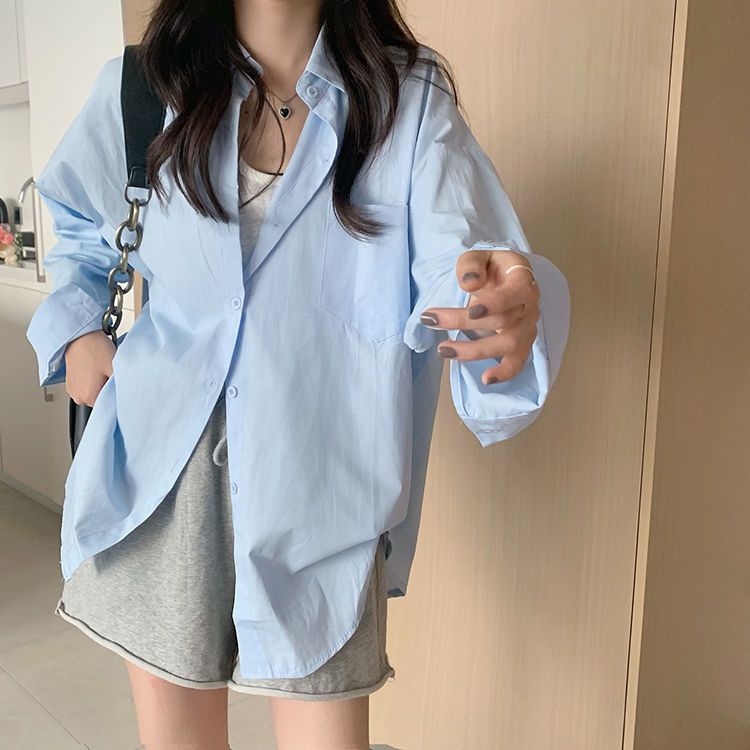 Áo Sơ Mi Dài Tay Dáng Rộng Thời Trang Mùa Xuân Hàn Quốc Dành Cho Nữ