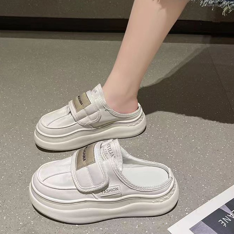 Ielgy Dép Bít Mũi Bán Nguyệt Khóa Dán Dày Dặn Cho Người Lười