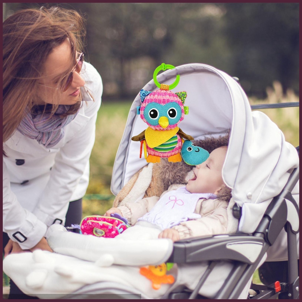 Đồ Chơi Nhồi Bông Mềm Mại Hình Chim Cú Nhiều Màu Có Âm Thanh Phát Triển Răng Cho Bé