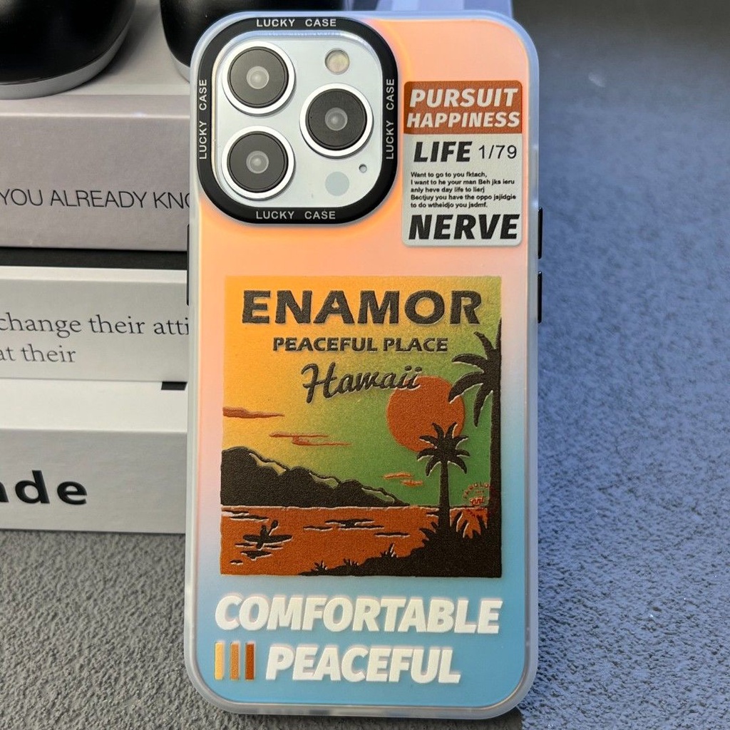 Ốp Điện Thoại Màu gradient In Logo Sang Trọng Chống Sốc / Rơi Cho iphone 14 11 13 12 X XS Pro Max xr Mini xr 7 8 plus