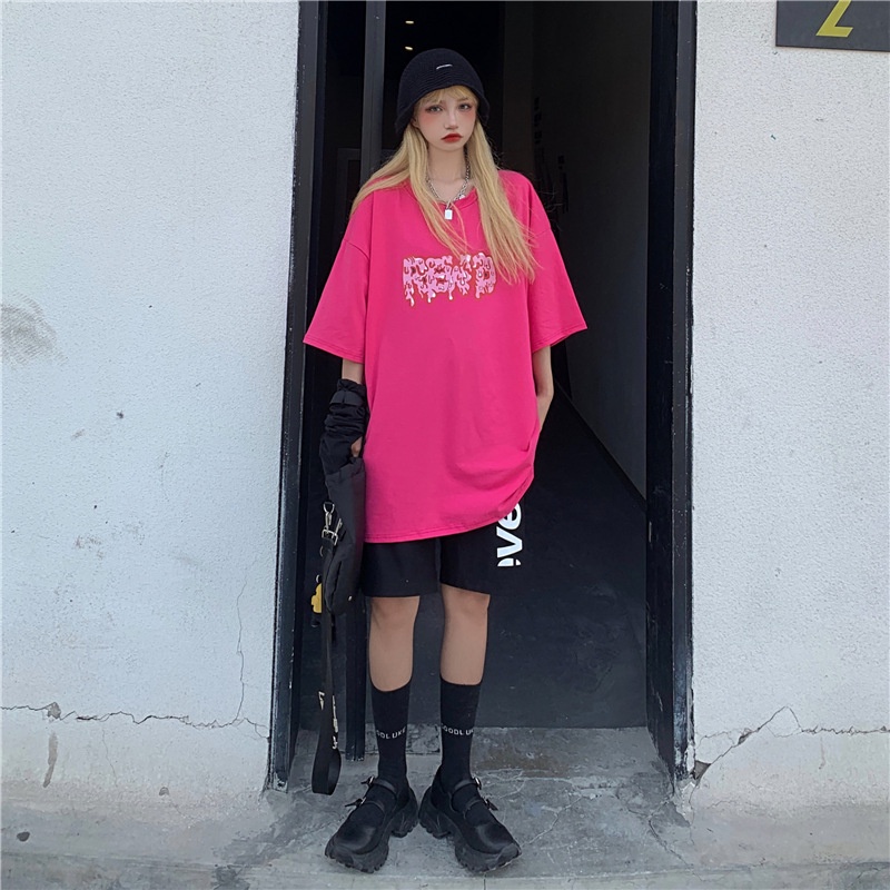 Áo Thun Nữ Ngắn Tay In Chữ Phong Cách Retro