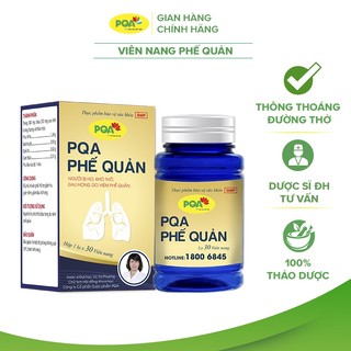 Phế quản pqa thành phần từ thiên nhiên hỗ trợ bổ phế, giảm ho, đờm, đau rát họng hộp 30 viên