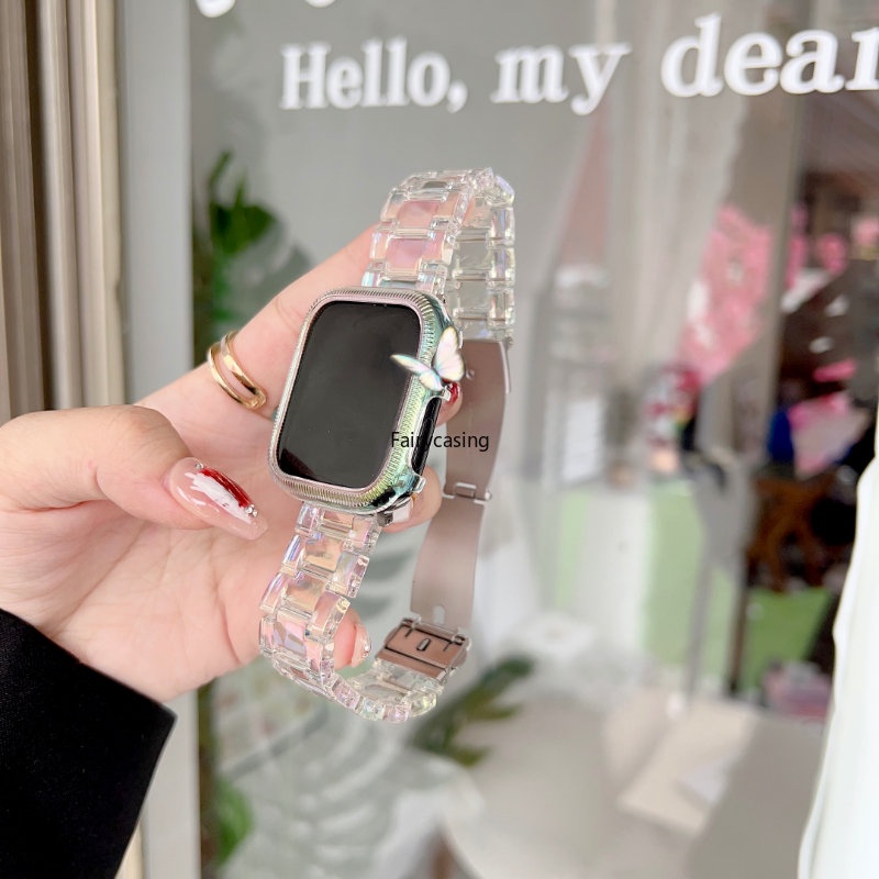 Dây Đeo Thay Thế Bằng Resin Trong Suốt Cho Đồng Hồ Thông Minh Apple Watch 49mm 42mm 41MM 40mm 44mm 38mm 8 7 6 5 4 SE 3 1 41MM 45MM