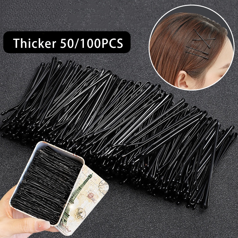 Set 50 / 100 Kẹp Tóc Màu Đen Đơn Giản Cho Nữ CHLINS