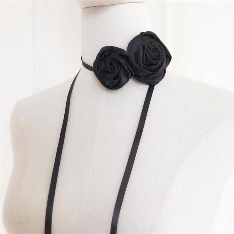 Vòng Cổ Choker Hai Tầng Họa Tiết Hoa Có Thể Điều Chỉnh Cho Nữ Y2K