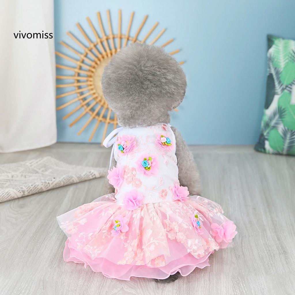 Đầm Công Chúa Không Tay Cổ Tròn Họa Tiết Hoa Thời Trang Mùa Hè Cho Cún Cưng