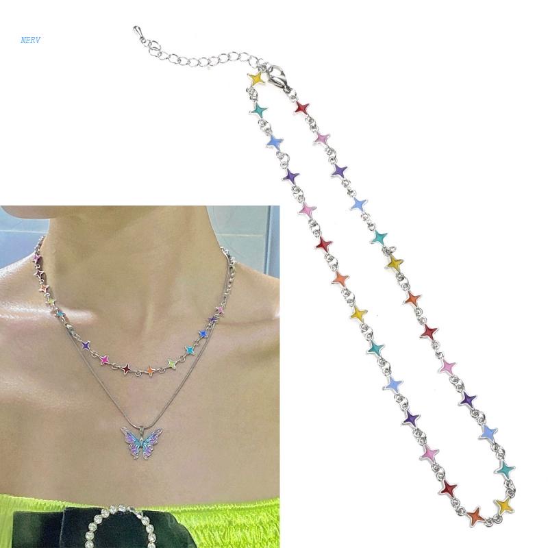 Vòng Cổ Choker Ngắn Mặt Ngôi Sao Nhiều Màu Sắc Thời Trang Cho Nữ Nerf Y2K