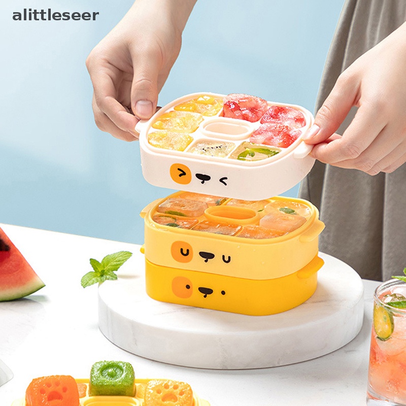 Khay Làm Đá Viên Bằng Silicon Họa Tiết Hoạt Hình Có Nắp Đậy Tiện Dụng