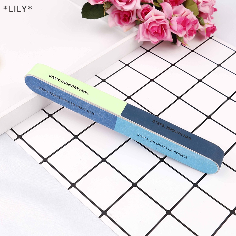 Lily 1 cái giũa móng tay in sáng tạo cát chà nhám giũa đánh bóng sáu mặt dụng cụ làm móng uuu