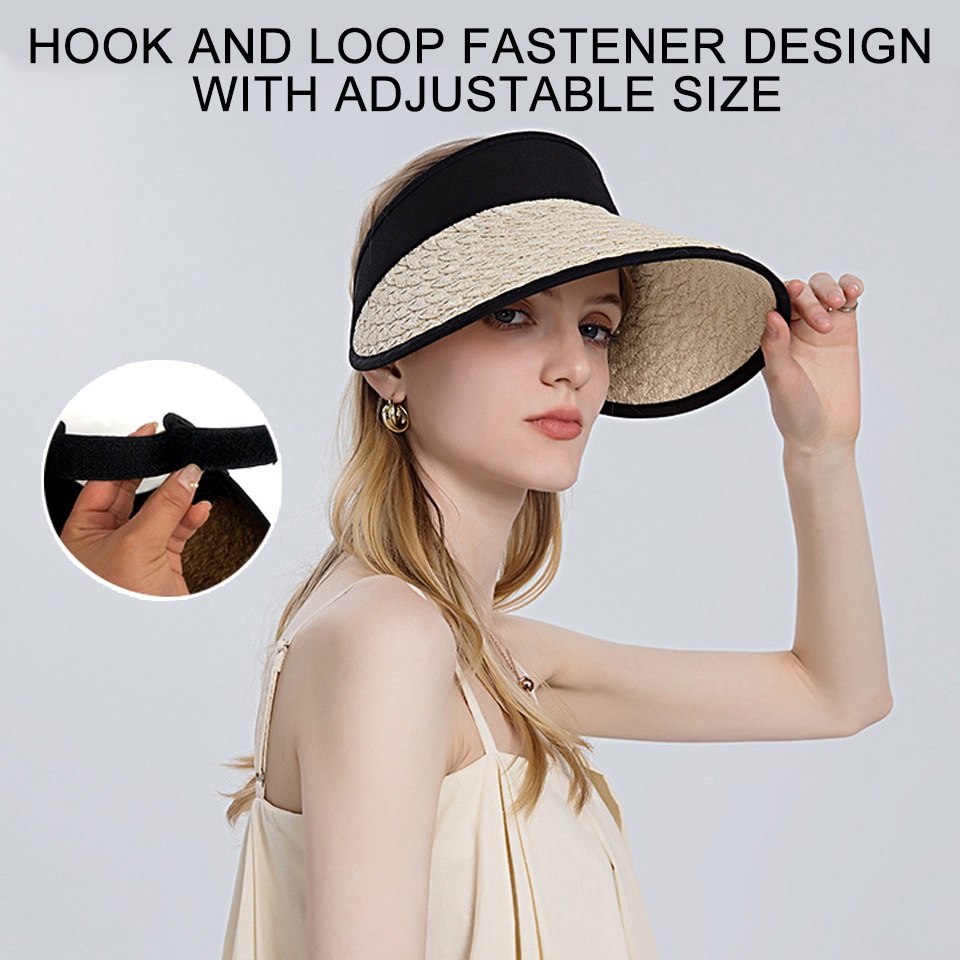 Mũ Cói Chống Nắng Vành Rộng Hở Chóp Thời Trang Đi Biển Mùa Hè Hàng Mới Dành Cho Bạn Nữ