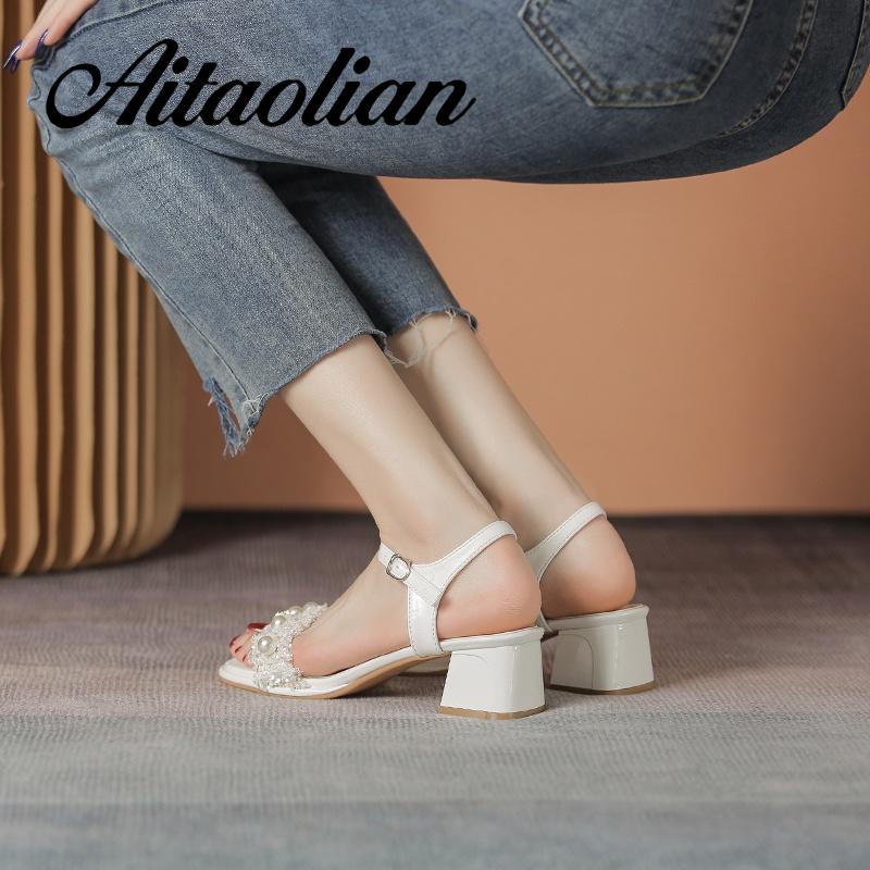 Xăng đan Da Mũi Vuông Đế Dày 5cm Thời Trang Cho Nữ Màu Sắc