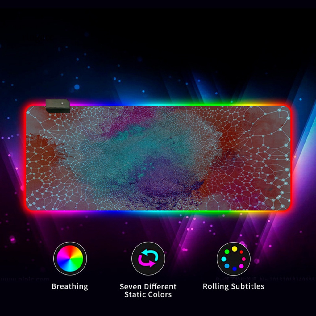 Tấm Lót Chuột Cao Su RGB Dày Một Mặt Cỡ Lớn Chống Trượt Chống Thấm Nước Sử Dụng Nguồn USB