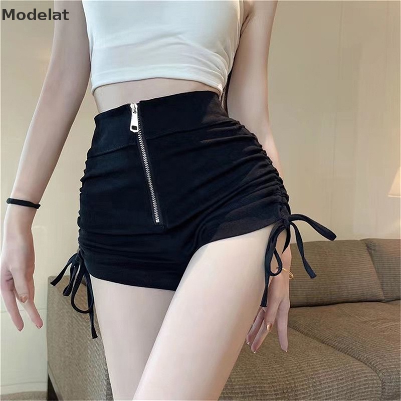 Mfc Quần Short Lưng Cao Ống Rộng Có Dây Rút Phía Trước Gợi Cảm Cho Nữ