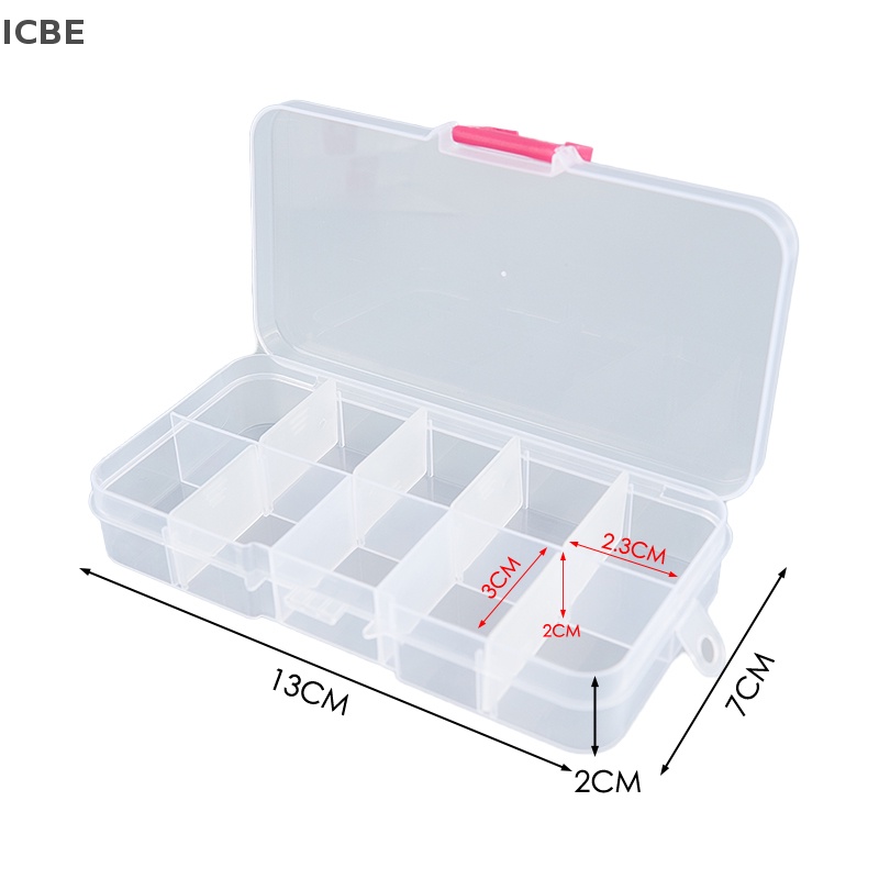 Set 3 Hộp Nhựa Pp Trong Suốt 10 Ngăn Đựng Linh Kiện Có Thể Tháo Rời