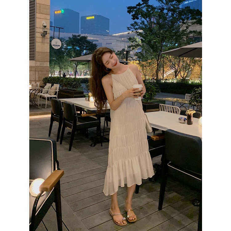 SUXI Đầm Dài Không Tay Dáng Rộng Màu Sắc Đơn Giản Thời Trang Mùa Hè Dành Cho Nữ