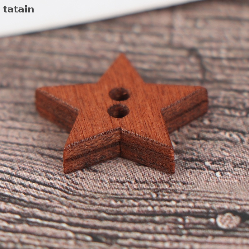 Set 100 Nút Gỗ 2 Lỗ Hình Ngôi Sao Xinh Xắn