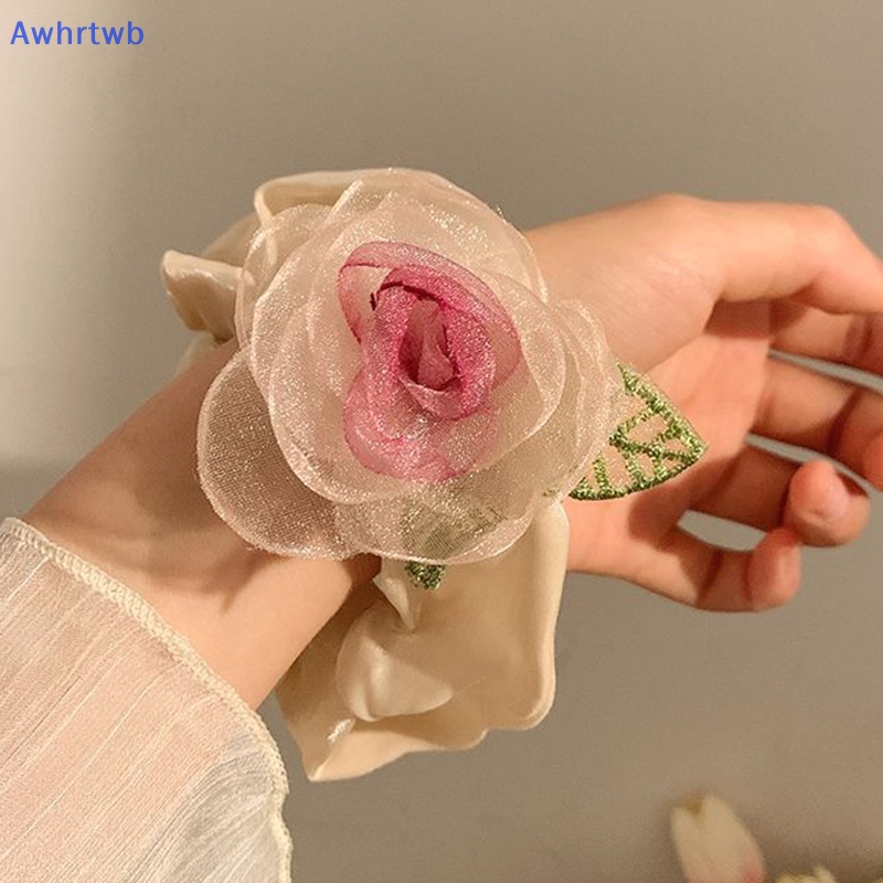 Dây Buộc Tóc Vải Lưới Hình Hoa Hồng Cỡ Lớn Thời Trang Cho Nữ Mới