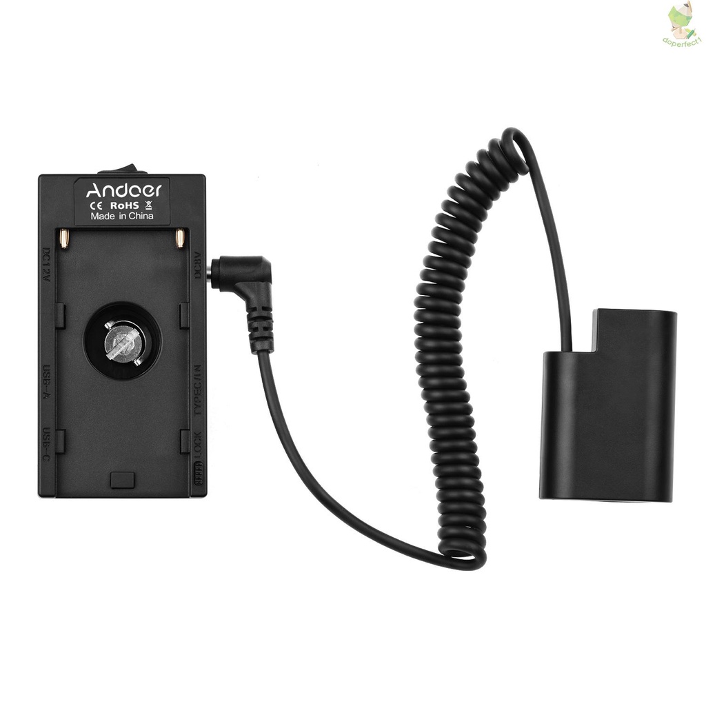 Andoer NP-F970 F750 Battery Plate Holder Adapter with Dual USB Interface + DMW-DCC12 Dummy Battery Coupler Compatible wi   Came-6.5