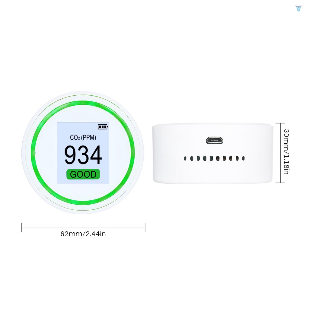 Thiết Bị Kiểm Tra Chất Lượng Không Khí CO2 &amp; TVOC Có Đèn Và Âm Thanh Chất Lượng Cao Cho CO2 &amp; TVOC