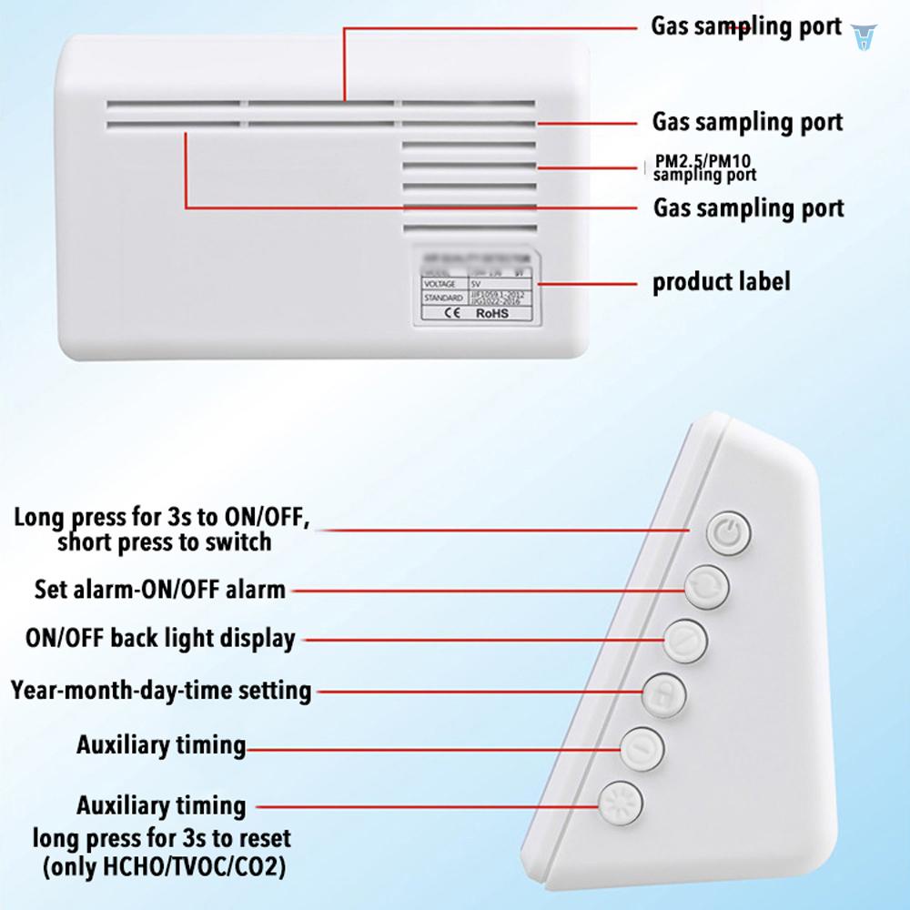 Đồng Hồ Báo Thức Kỹ Thuật Số Đo Nồng Độ Khí Carbon Dioxide