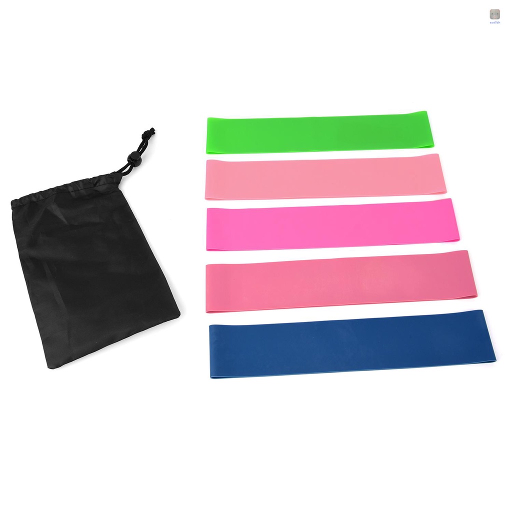 Set 5 Dây Đai Kháng Lực Co Giãn Hỗ Trợ Luyện Tập Yoga / Gym / Thể Hình Tại Nhà