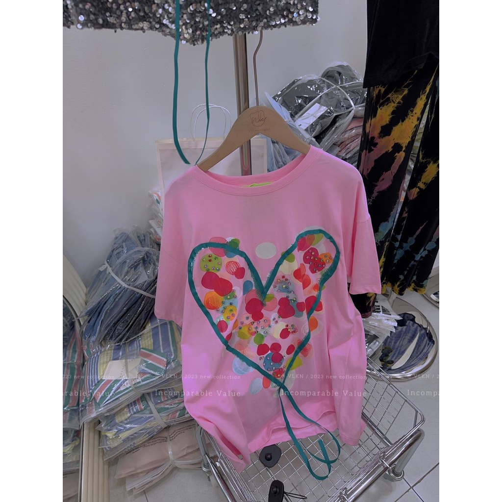 Áo phông trái tim dây viền