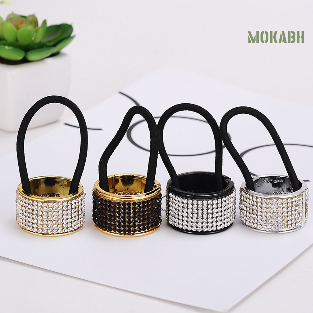 Dây Buộc Tóc Co Giãn Đính Đá Và Ngọc Trai Giả Kèm Khóa Kim Loại