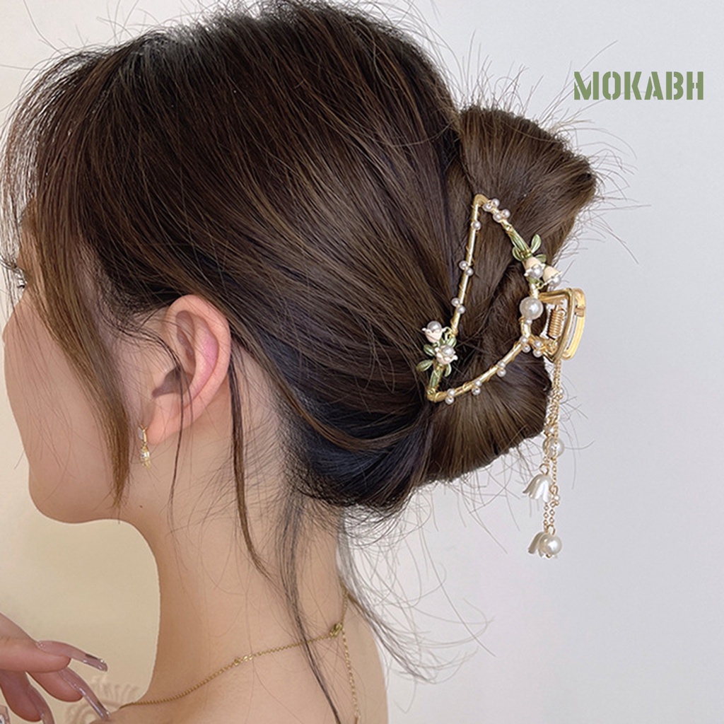 Kẹp Tóc Hình Hoa Lá Đính Ngọc Trai Giả Phong Cách Vintage Cho Nữ