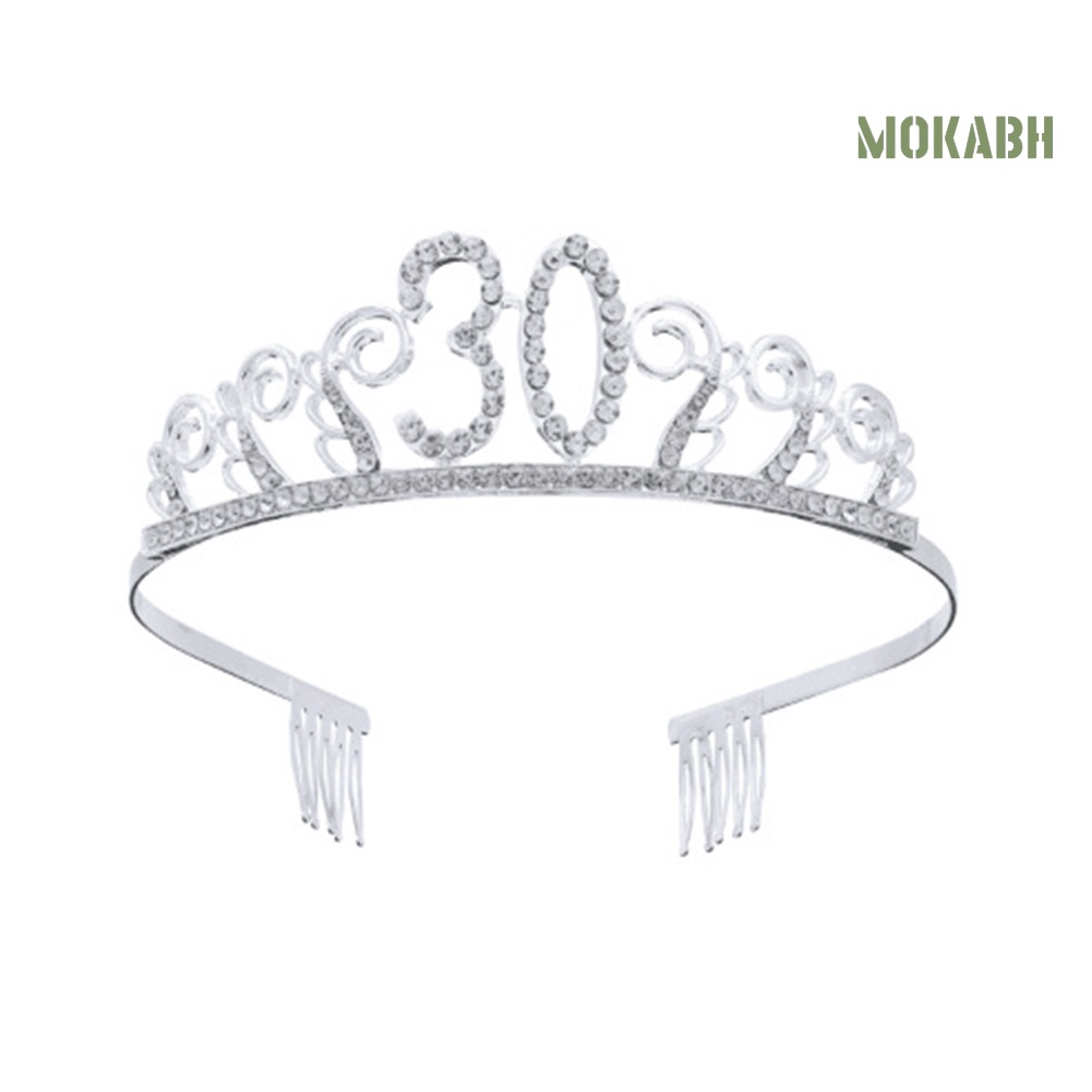 [Mok Abh] Vương Miện Số 30 / 40 / 50 Tuổi Đính Kim Cương Giả Lấp Lánh
