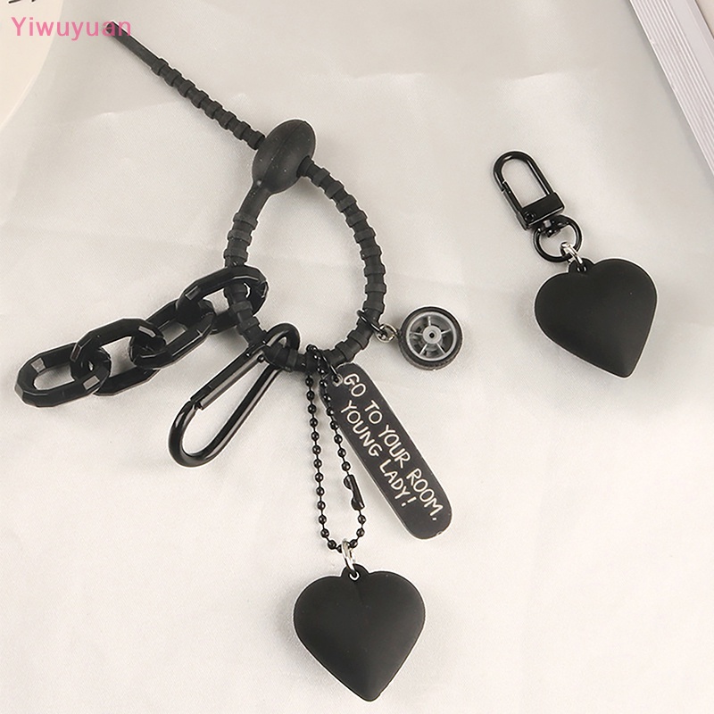 < Yiwuyuan > Móc Chìa Khóa Hình Trái Tim Gấu Thắt Nơ Hoạt Hình Trang Trí Ba Lô Xe Hơi Ch