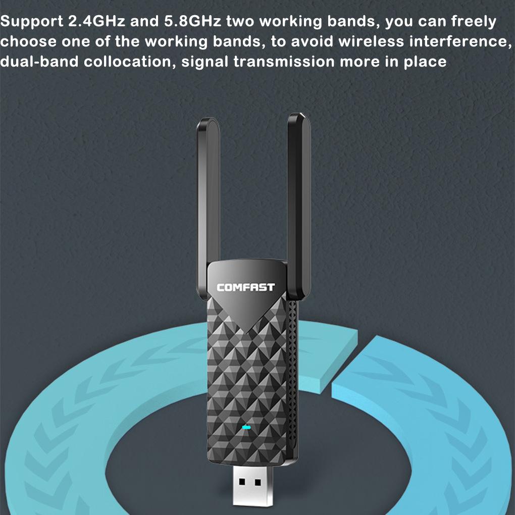 Usb 3 0 Adapter 1200Mbps Băng Tần Kép 5GHz Cho Máy Tính Xách Tay Không Dây 2x2dbi