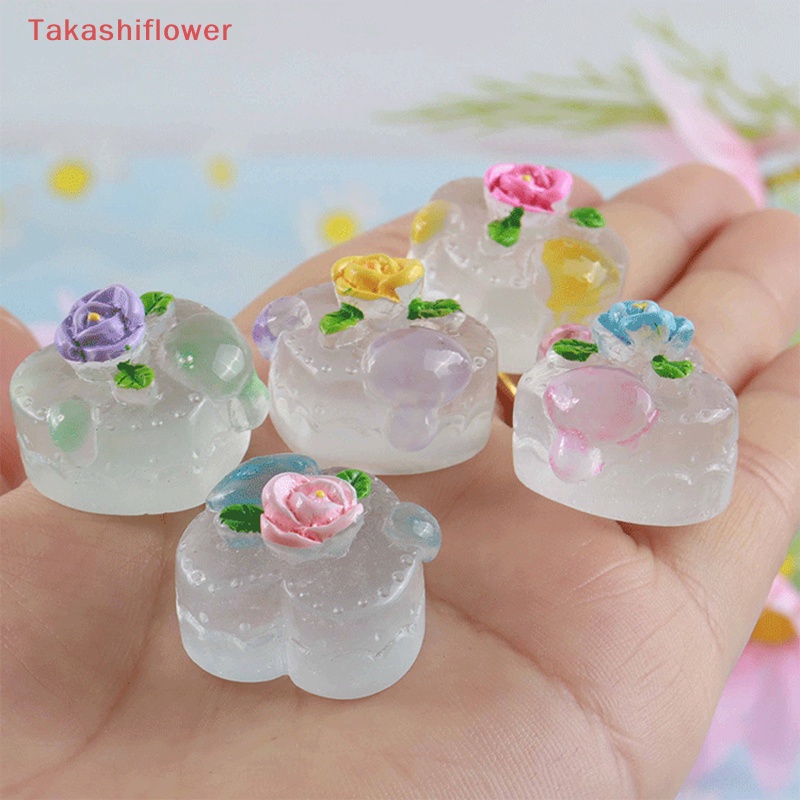 Set 5 Mô Hình Bánh Kem Mini Bằng Nhựa Resin Trong Suốt Phát Quang Độc Đáo