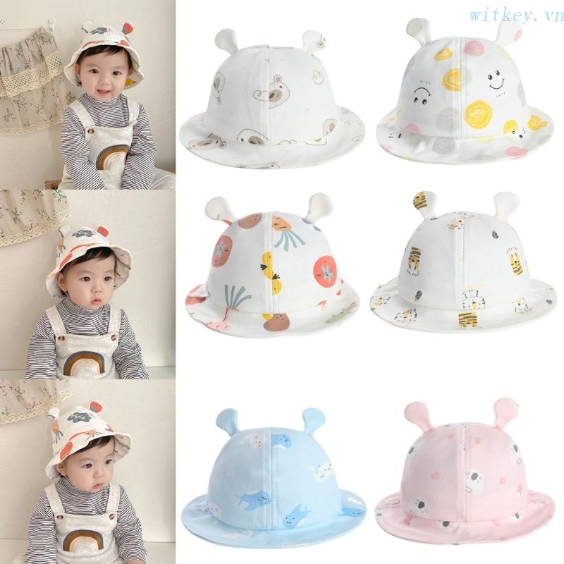 Mũ Xô Vành Rộng Unisex Có Dây Rút In Họa Tiết Hoạt Hình Dễ Thương Có Thể Điều Chỉnh