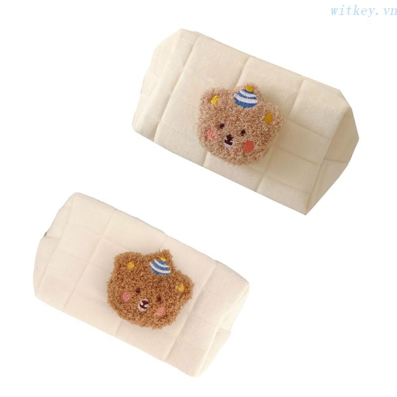 Túi Đựng Mỹ Phẩm Cỡ Lớn Có Khóa Kéo Họa Tiết Gấu Dễ Thương