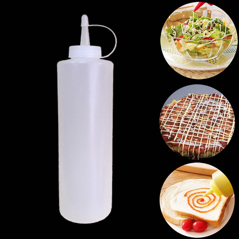 Bình Đựng Gia Vị Dạng Bóp Bằng Nhựa Màu Trắng 5 * 19cm 8-24oz 8-24oz