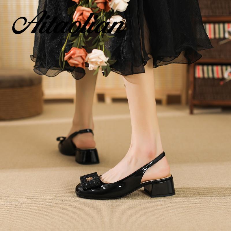 Xăng đan Da Mũi Vuông Đế Dày 4cm Thời Trang Cho Nữ Màu Sắc