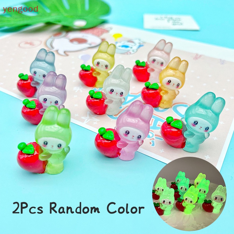 Bộ 2 Đồ trang trí Thỏ Bunny Hoạt Hình Phát Sáng Dùng Trang Trí Tiểu Cảnh