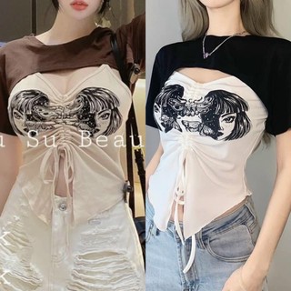 Set Áo Kiểu Rút In Hoạ Tiết Vitage thoitrangteen00