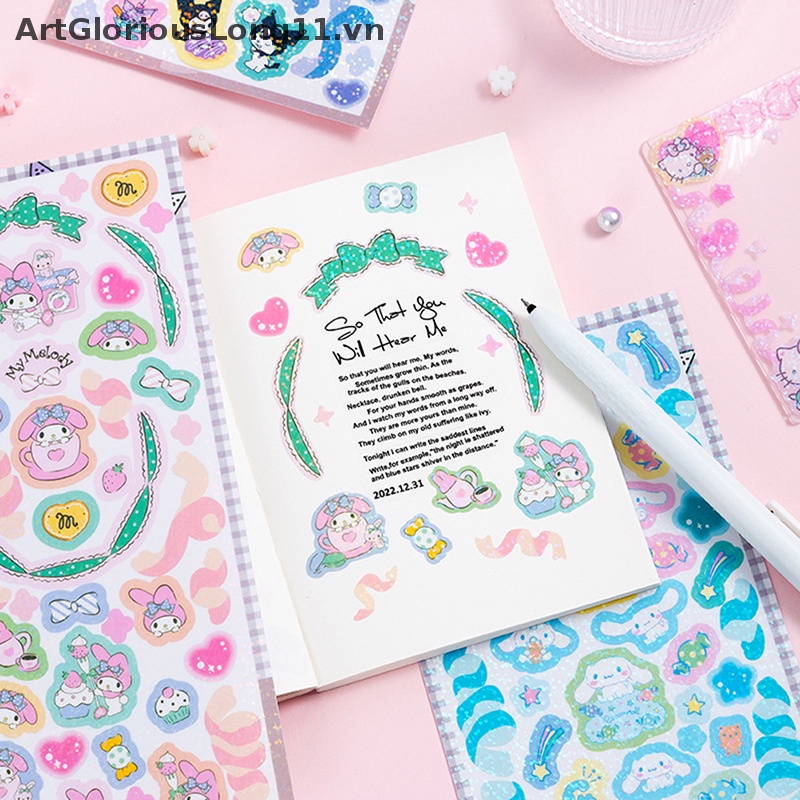 Sticker Dán Trang Trí Laptop / Điện Thoại Hình Cinnamoroll Kuromi My Melody Dễ Thương