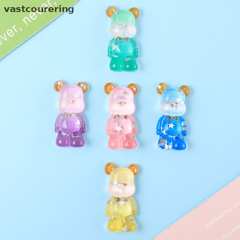 Vast Kẹp Tóc Nhựa Resin Trong Suốt Hình Gấu Hoạt Hình Kawaii Đáng Yêu